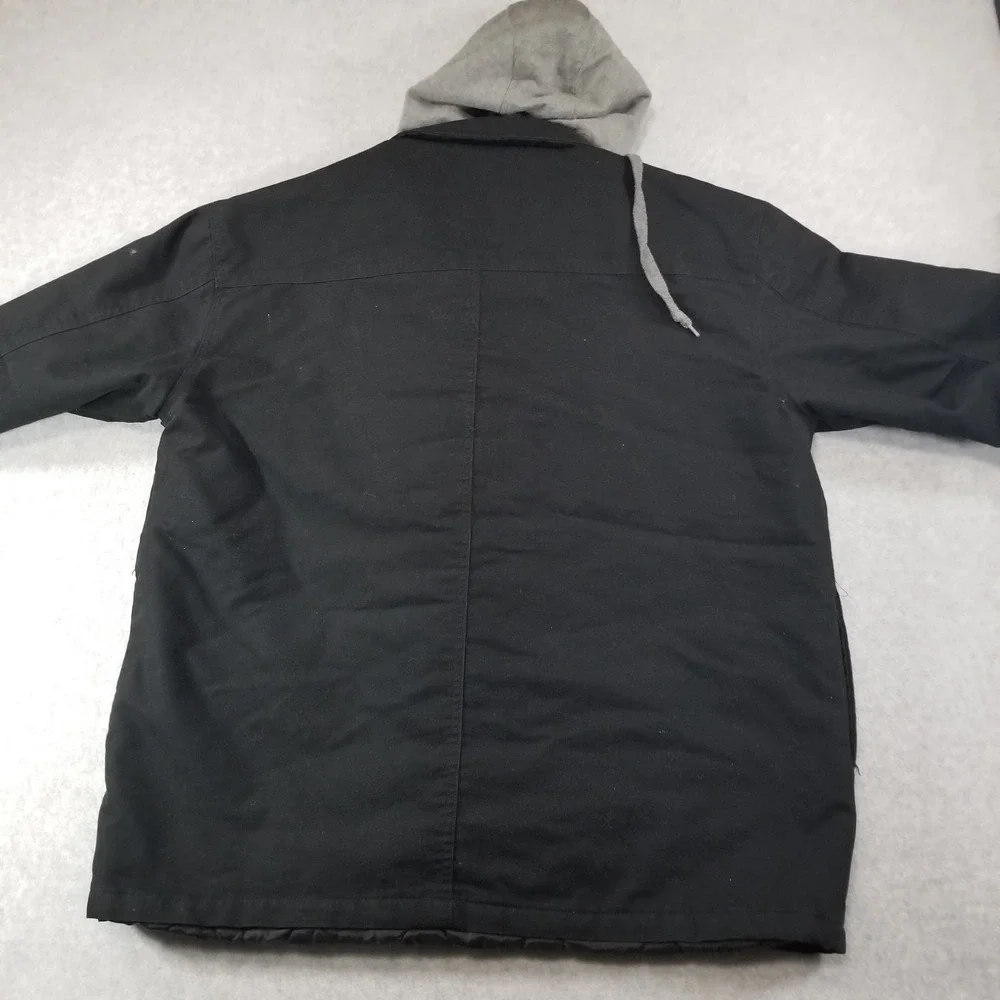 Dickies Jacket Mens Extra Large 2XL Black Hooded‎ Workwear Canvas Fleece Lined